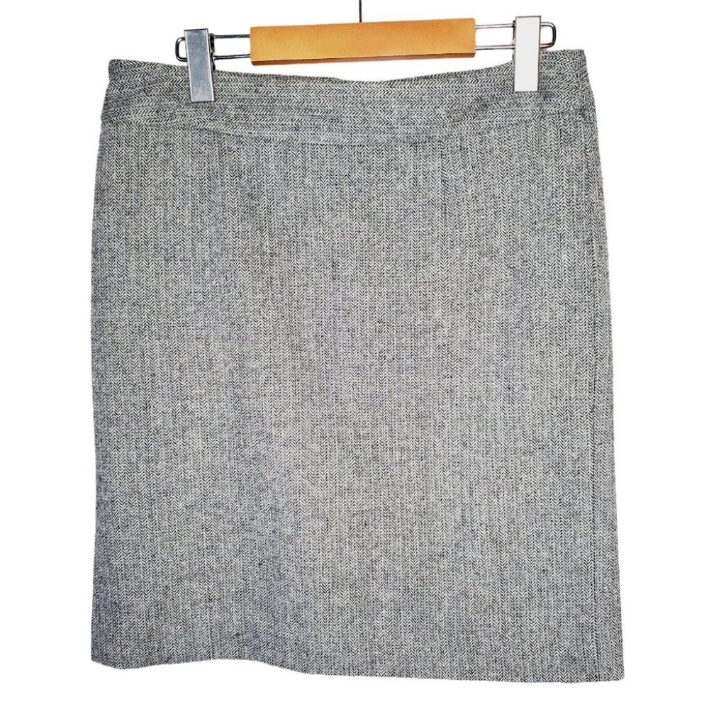 Banana Republic Pencil Skirt Herringbone Preppy Lady-like Career Wool Grey 4